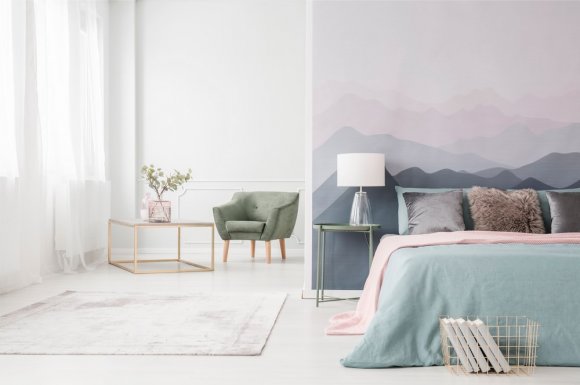 Peinture décorative pour une chambre parentale - Pays de Gex - CD Déco